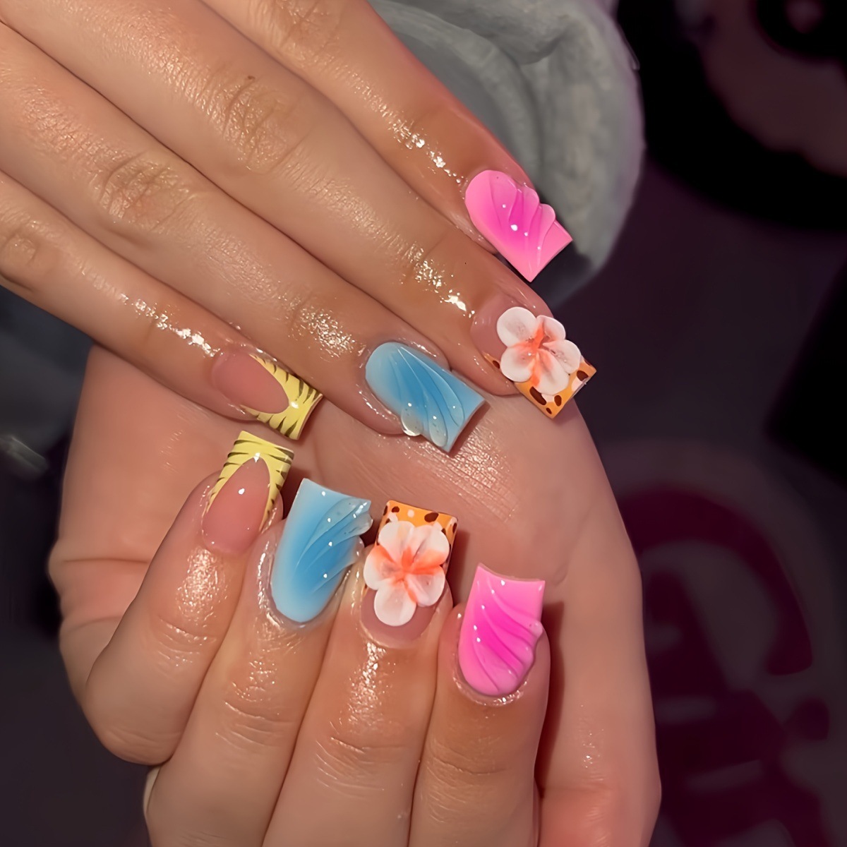 Pressed Flower Art - 24 pezzi di unghie finte a